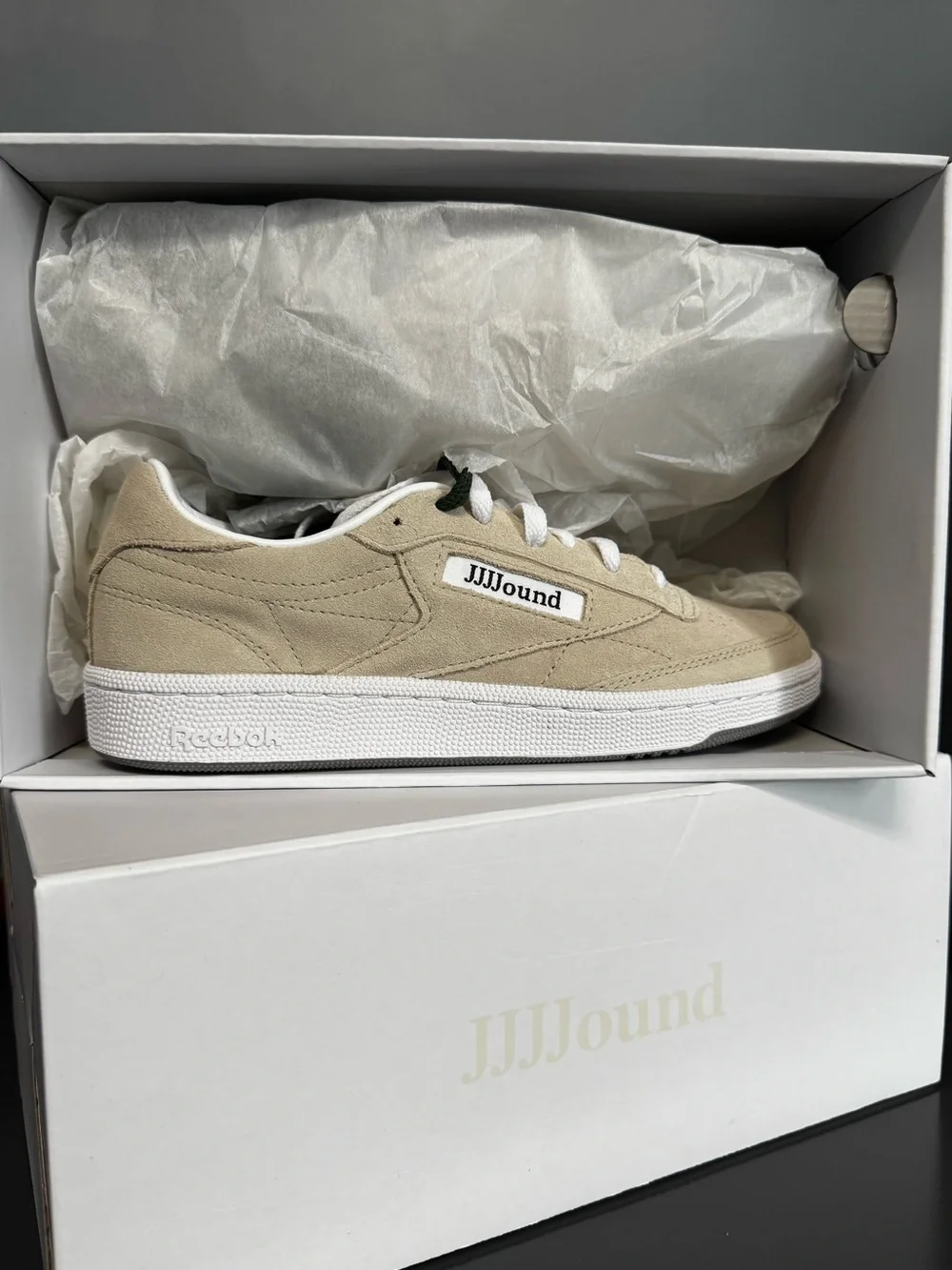 x Reebok JJJJound Beige Suede Classic Sneaker Club C 85 size 6 US